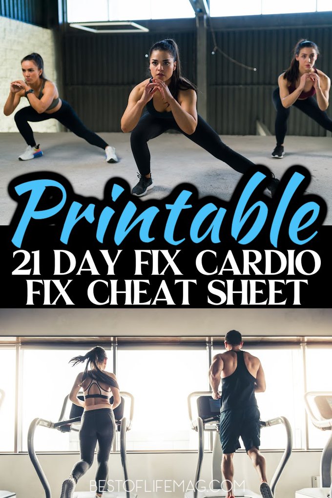 PRINTABLE 21 Day Fix Cardio Fix Cheat Sheet - The Best of Life